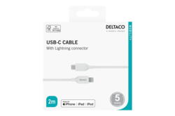 Deltaco USC-C to Lightning Cable, 2m, White
