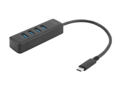 USB-C hub, 5 Gbps, 4x USB-A, slim, black