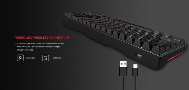 Havit KB496L RGB trådløs mekanisk tastatur Sort/Hvid