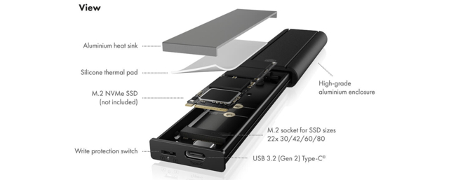 ICY BOX SSD kabinet Sort M.2