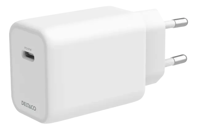 USB-C PD wall charger 67 W, GaN, 1x USB-C, white