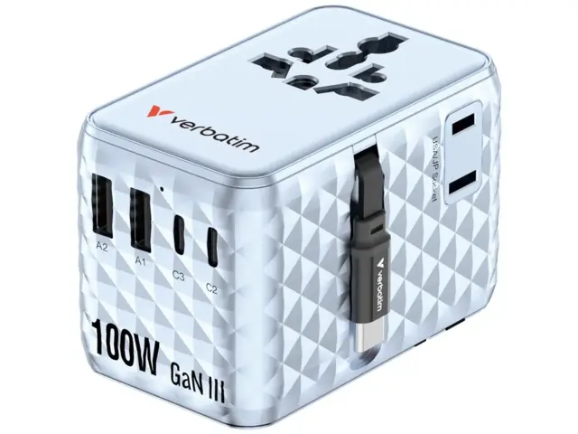 Charge ’n’ Travel 100W Travel Adapter w/ Cable Blue