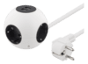 Deltaco Strømglobus, 2xUSB-A 2.1A, 4xCEE 7/3 stik, 1xCEE 7/7 tilslutning, 1.4m kabel, hvid