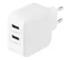 Deltaco USB-vægoplader, 2x USB-A-porte, 4,8 A, 24 W, hvid